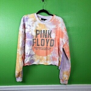 Pink Floyd Tie Dye Oversize Crop Pullover Sweater Size Large